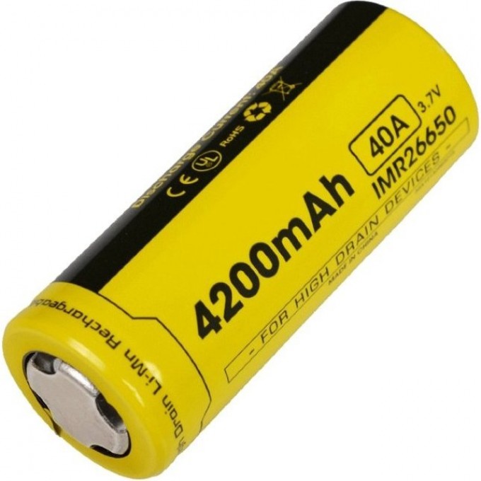 Аккумулятор NITECORE IMR NL26650A 3.7v 4200mA 40A FLAT TOP 14534 Аккумулятор NITECORE IMR NL26650A 3.7v 4200mA 40A FLAT TOP 14534